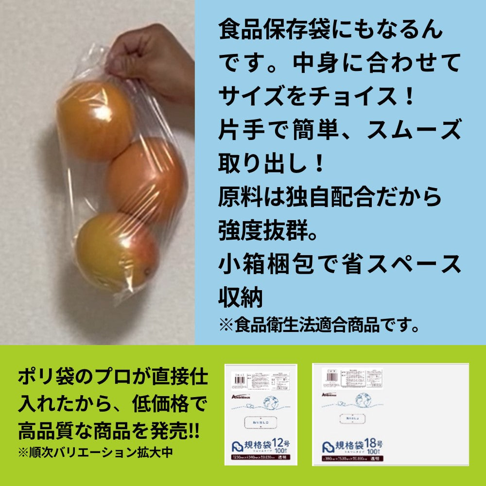 規格袋16号 透明 100枚 0.020mm厚 5冊販売 1冊あたり540円 送料